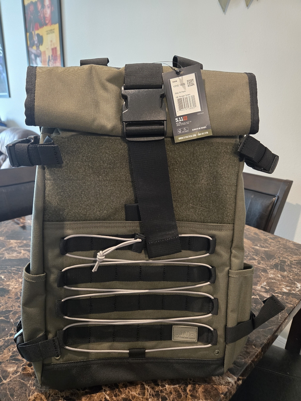 5.11 Tactical Olive Roll-Top Backpack with Black Accents